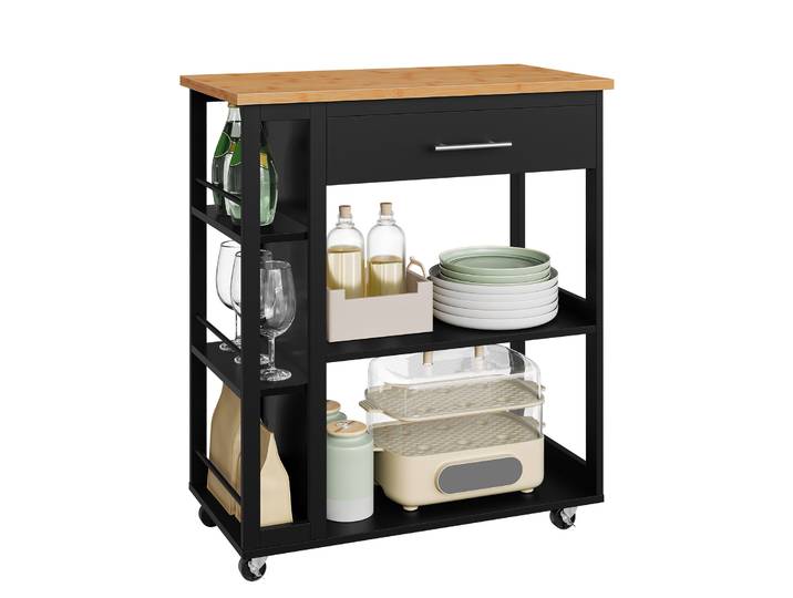 Chariot de cuisine WOLTU 73x88x38cm, chariot de service mobile avec étagères de plan de travail, tiroir, roues à frein, rangement pour la cuisine à domicile