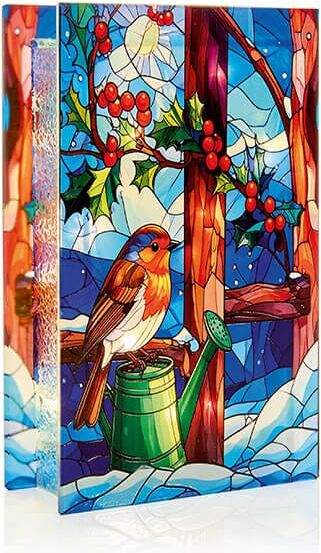 Premier Decorations Premier Battery Operated Robin Stained Glass Decoration