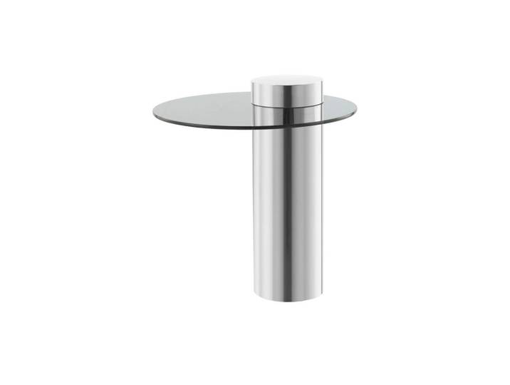 Kayoom Beistelltisch, Grau, Silber, Metall, Glas, rund, 46x52x46 cm, einfacher Aufbau, Wohnzimmer, Wohnzimmertische, Beistelltische, Beistelltische Metall