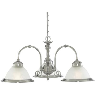 SEARCHLIGHT Pendelleuchte "American Diner 3Lt Pendelleuchte - Satinsilber und Glas", silber (satin, silberfarben), H: 28cm, 1 Stk., Leuchten, Pendelleuchte
