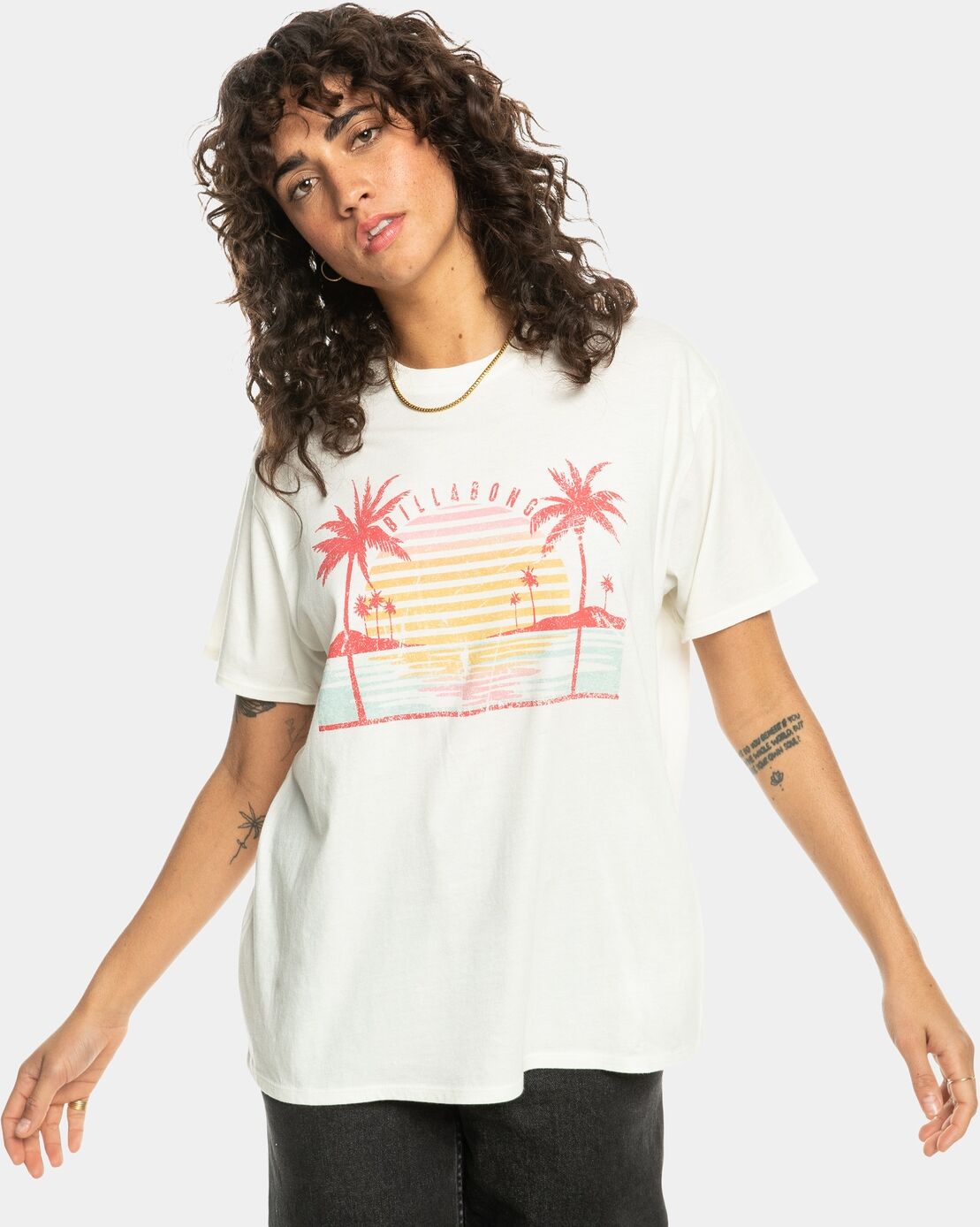T-Shirt BILLABONG "Golden Island", Damen, Gr. L, weiss (weiß), Obermaterial: 100% Baumwolle., Shirts T-Shirt weiß L