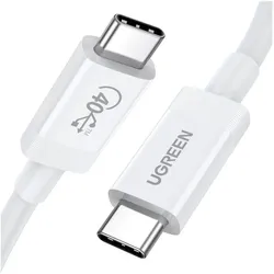 Ugreen, Babyphone Zubehör, USB-C to USB-C USB4 Cable, 40Gbps, 0.8m (White)