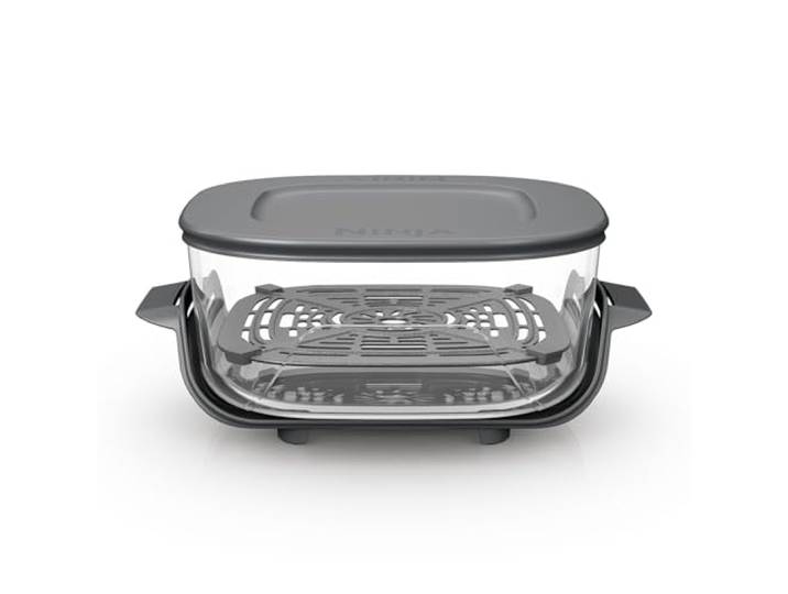 Ninja CRISPi 3,8-l-TempWare-Glasbehälter mit BPA-freiem Deckel Großer, wärmebeständiger Heißluftfritteusen-Glasbehälter für Zubereitung, Kochen & Lagerung - XSKLIDPLTEUUK
