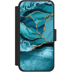 Nivocase Klapphülle für Apple iPhone 12 mini Handyhülle aus Kunst Leder NIVOflip schwarz Edelstein Glitzer (Apple iPhone 12 mini), Smartphone Hülle, Schwarz