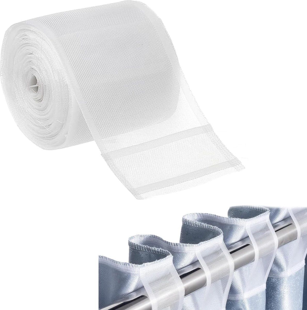 Verstevigde gordijnband voor diverse gordijnstijlen, 10 cm x 10 m