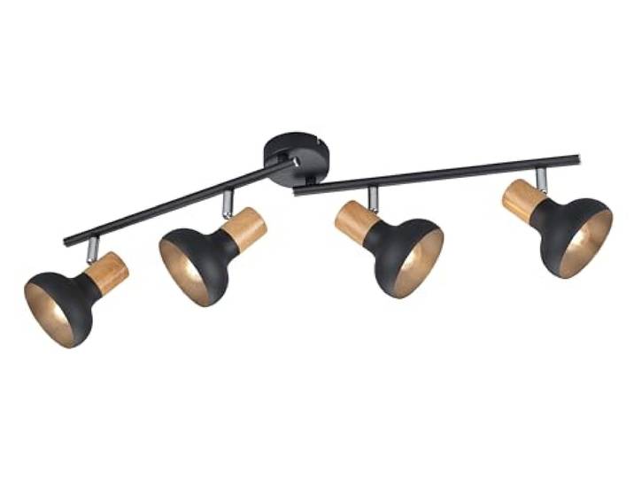 RL LIVE YOUR LIGHT Reality Leuchten Spotbalken Latika R81524032, Metall Schwarz matt, Holznachbildung, exkl. 4x E14