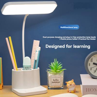 Evergreen Home Goods LED Multi Function Pen Holder Desk Lamp, With USB Connection For Phone Charging, Adjustable Brightness usb Plug in