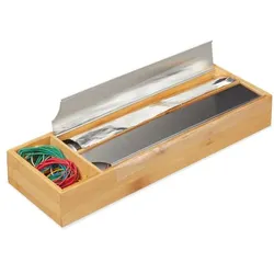Relaxdays Folienspender für die Schublade Hellbraun,Silber