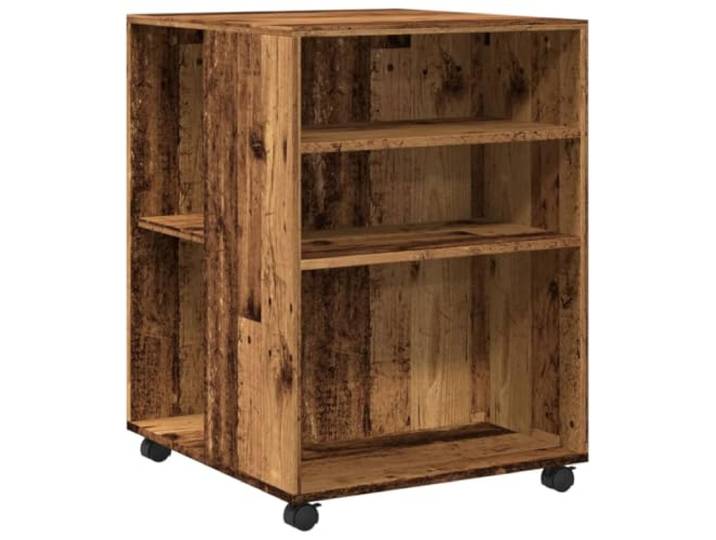 HGBNMER Beistelltisch mit Rollen Altholz-Optik 55x60x78cm Holzwerkstoff Zwei Ablagen,vier Schwenkrollen,davon zwei feststellbar,glatte Oberfläche,leicht zu reinigen