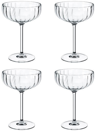 Villeroy & Boch Rose Garden Set Of 4 Coupe Sparkling Wine / Champagne Glasses