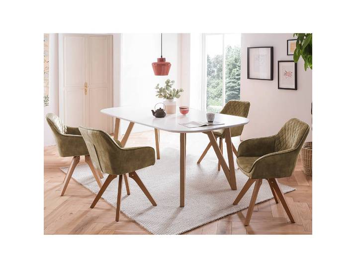 Essgruppe Champlost I 5-teilig 180cm Weiß/Vintage Braun