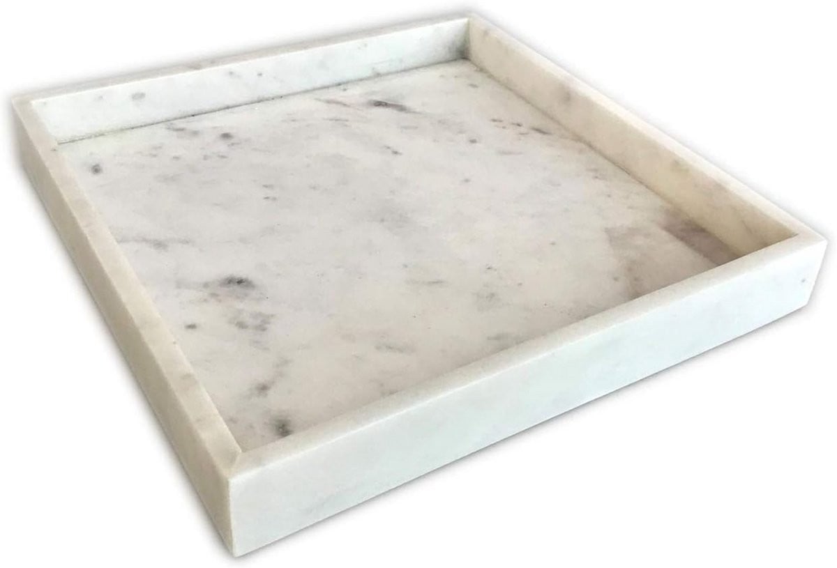 Vierkant Wit Marmeren Dienblad - Luxe Onderzetter voor Decoratie en Serveren