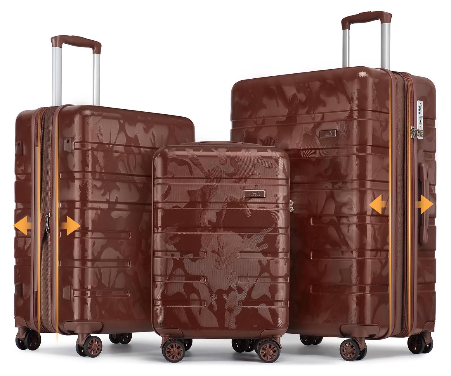 Koffer-Trolley - Hartschalenkoffer - 3-teilig (M, L, XL) - Erweiterbar - TSA-Schloss - Ideal für Urlaub und Reisen