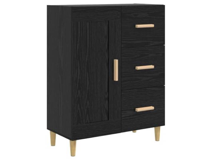 TEKGHUT Sideboard Schwarze Eiche 69,5 x 34 x 90 cm Holzwerkstoff Brettregale, umkehrbare Tür, 90° Schwenktürscharniere, konische Beine, Feuchtigkeitsresistenz