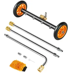 VEVOR  415 mm Hochdruckreiniger-Unterbodenreiniger, Edelstahl-Oberflächenreiniger, 4000 Max PSI, Winkeleinstellungsgetriebe, 4 Sprühdüsen, 2 verlängerte Stäbe für Auffahrt, Terrasse, Deck