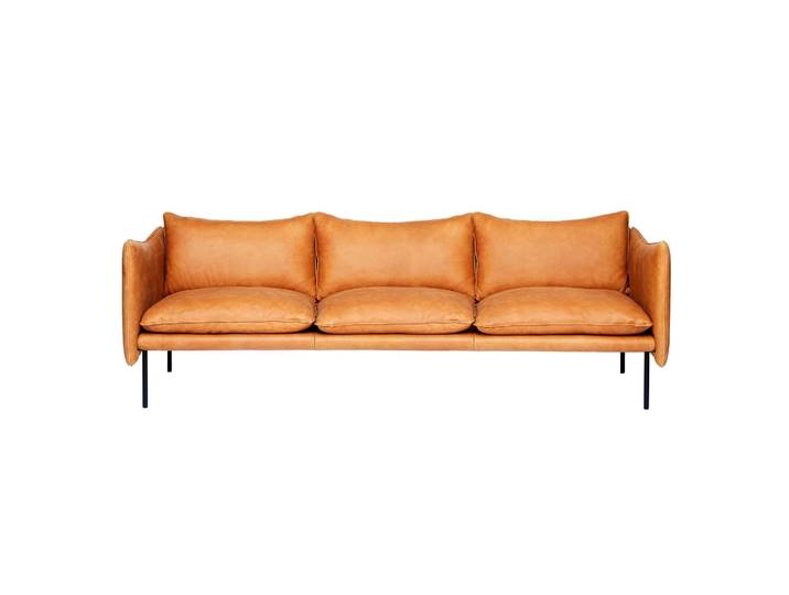 Fogia Tiki Sofa 3-Sitz Vintage cognac-svarta Stahlbeine