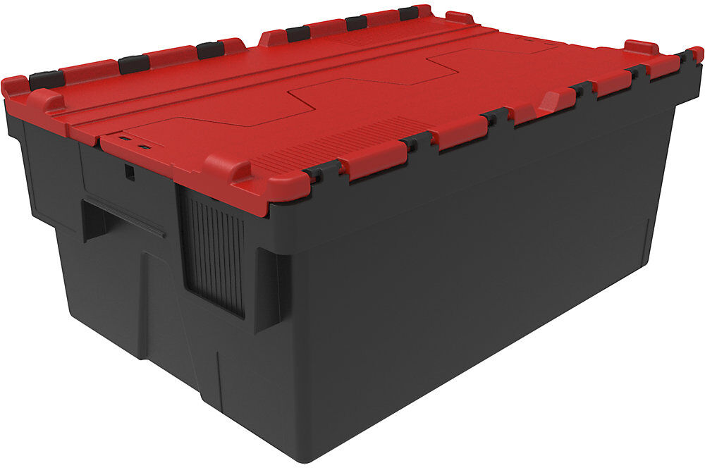 kaiserkraft Mehrweg-Stapelbehälter, LxBxH 600 x 400 x 250 mm, schwarz/rot