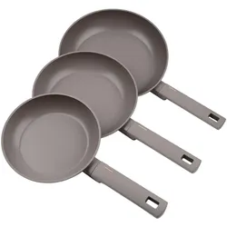 BerlingerHaus Bratpfannen-Set, 3 Stück, 20/24/28cm, taupe, Pfannenset + Topfset, Grau