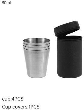 Uplifted Finds 4Pcs Outdoor Travel Stainless Steel Cups Mini Glasses With Case 30ml