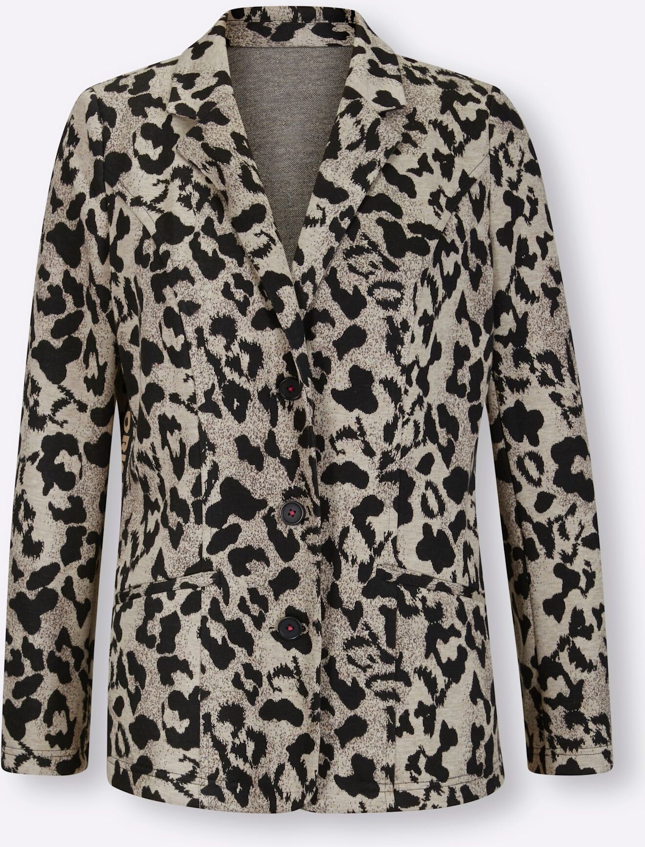 Jackenblazer "Jersey-Blazer", Damen, Gr. 34, beige (sand, schwarz, bedruckt), 67% Polyester, 32% Viskose, 1% Elasthan, RICK CARDONA BY HEINE, Blazer Jackenblazer sand, schwarz, bedruckt 34