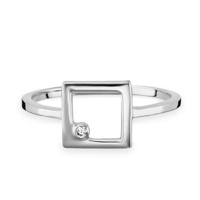 Fingerring CAÏ "925 Sterling Silber rhodiniert Zirkonia Viereck" Gr. 16, weiß, Fingerringe, Damen, 050 (15,9), Silber 925 (Sterlingsilber), Fingerring