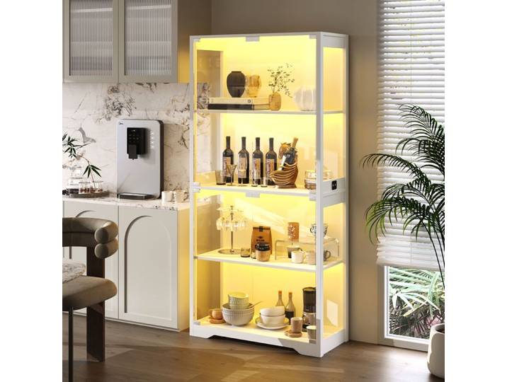 Vitrine - BROTTAR - BROTTAR - LED 3 couleurs - Capteur de présence - 4 étagères 80×35×165 cm
