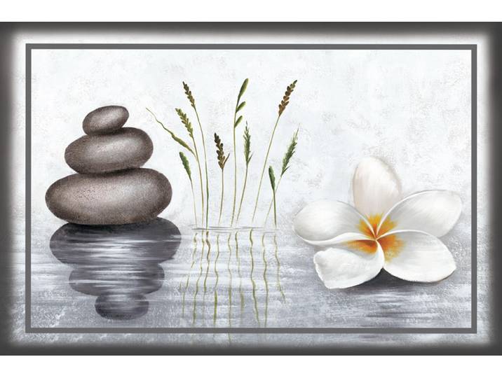 Leinwandbild BÖNNINGHOFF Wandbild WELLNESS ZEN 60x90 cm – Leinwandbild Keilrahmen Deko modern , weiss (farbe bild(er): grau, weiß, grün, gelb), B:90cm H:60cm T:2cm, Canvas, MDF, Bilder, Leinwandbild, auf Keilrahmen gespannt