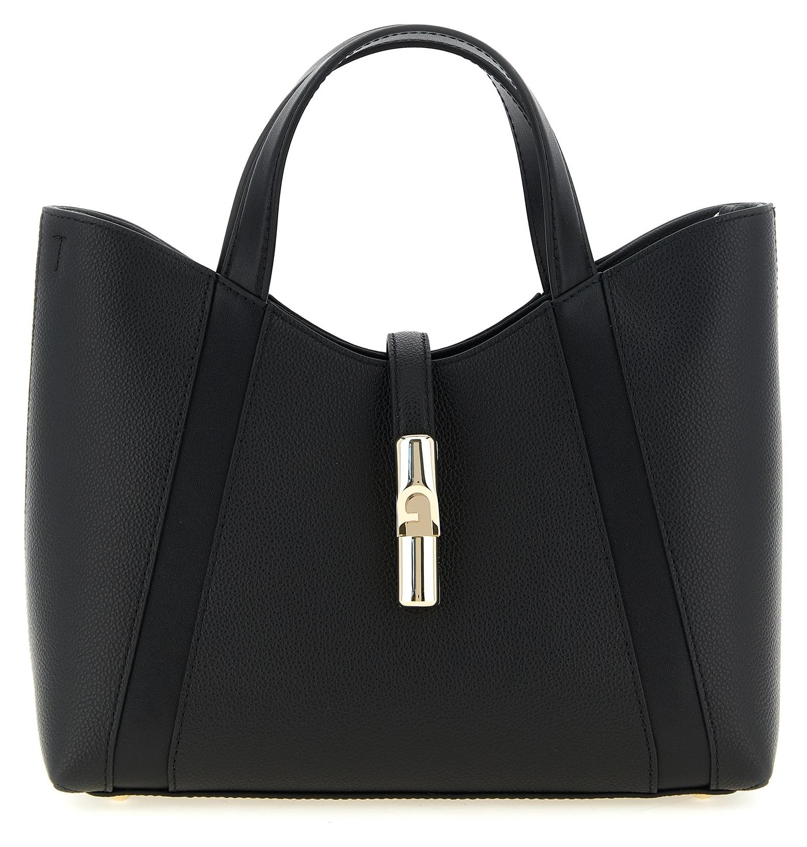 Furla Goccia S Shopper Kalbsleder Nero schwarz Arch
