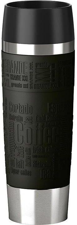 Thermobecher EMSA "Travel Mug Grande", schwarz, Trinkgefässe, 500ml, Edelstahl, Thermobecher schwarz 500ml