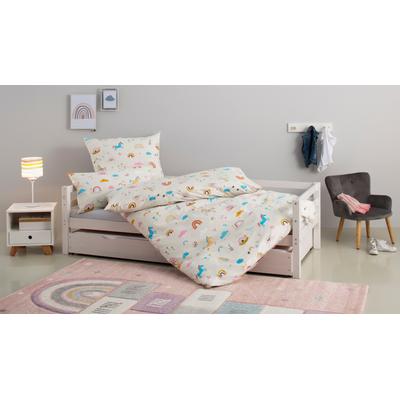 Kinderbettwäsche OTTO HOME "CUDDLEE", blau (einhorn), B/L: 135cm x 200cm, 1 Stk., 1 Stk., Biber, B/L: 80cm x 80cm, 2 Stk., Biber, Obermaterial: 100% Baumwolle, Bettwäsche, in vielen Designs: Dino,Einhorn,Weltraum,Baustelle,Herz,Trecker,Safari