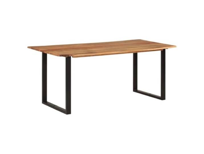 Tmriohed Esstisch 180x90x76 cm Massivholz Akazie Speisetisch Rustikale Naturkanten und pulverbeschichtete schwarze Stahlbeine bereichern jedes moderne Esszimmer mit Loft-Charakter.