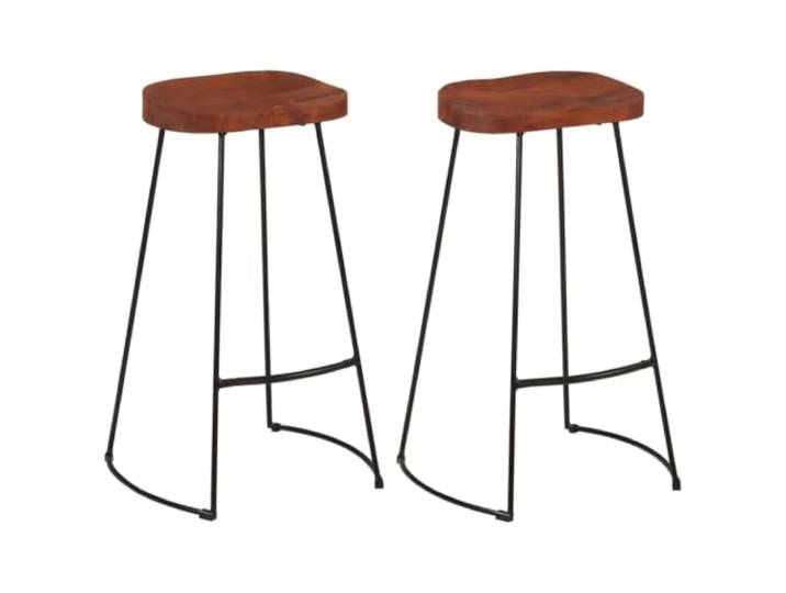 Gavin Barhocker 2 Stk. 50x40x78 cm Massivholz Mango Retro-Design, pulverbeschichteter Eisenrahmen, Mangoholz, max. 110 kg, Montageanleitung inklusive, Balkon, Küche