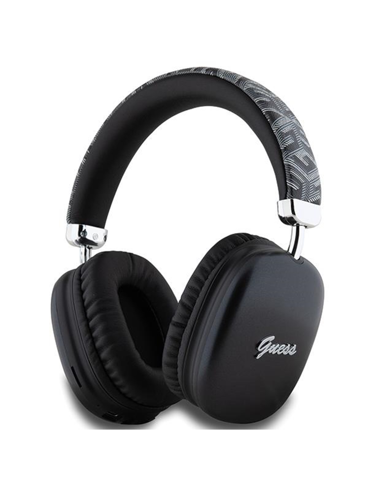 GUESS GCube Metallic Script Logo Headphones - Black