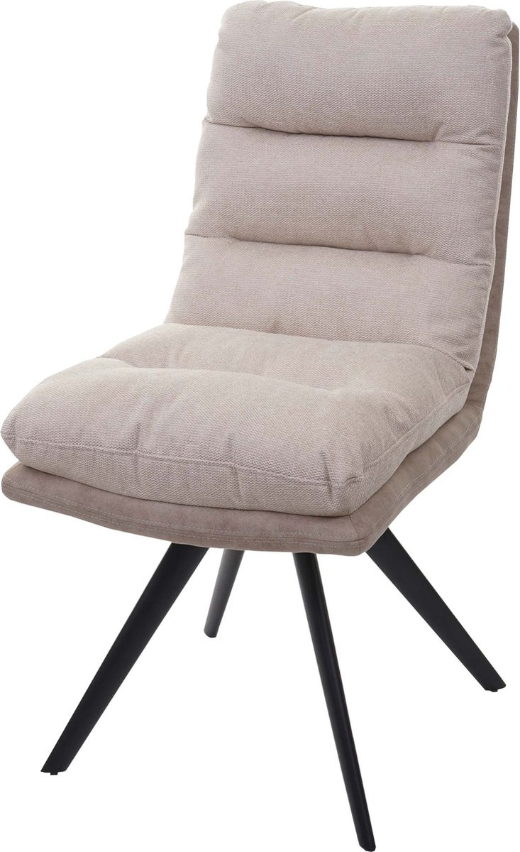 Draaibare eetkamerstoel MCW-G66 met armleuningen, crème textiel