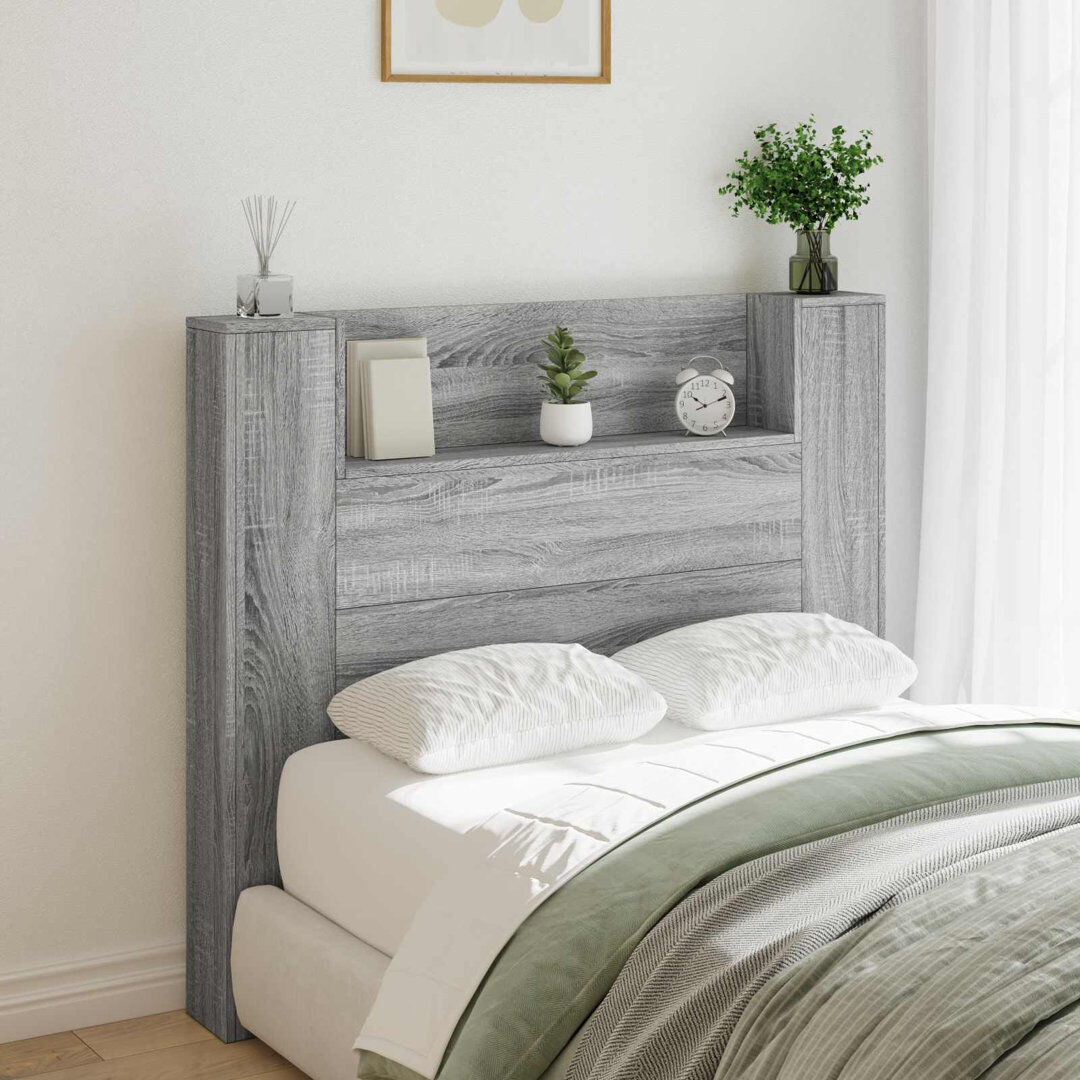 17 Stories Bookcase Headboard Grey Sonoma 120 x 200cm