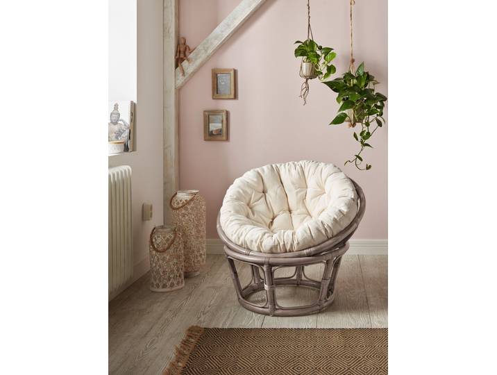 Rattanstuhl HOME AFFAIRE, grau (grau, beige), Ø80cm, Stühle, Rattanstuhl, aus handgeflochtenem Rattan