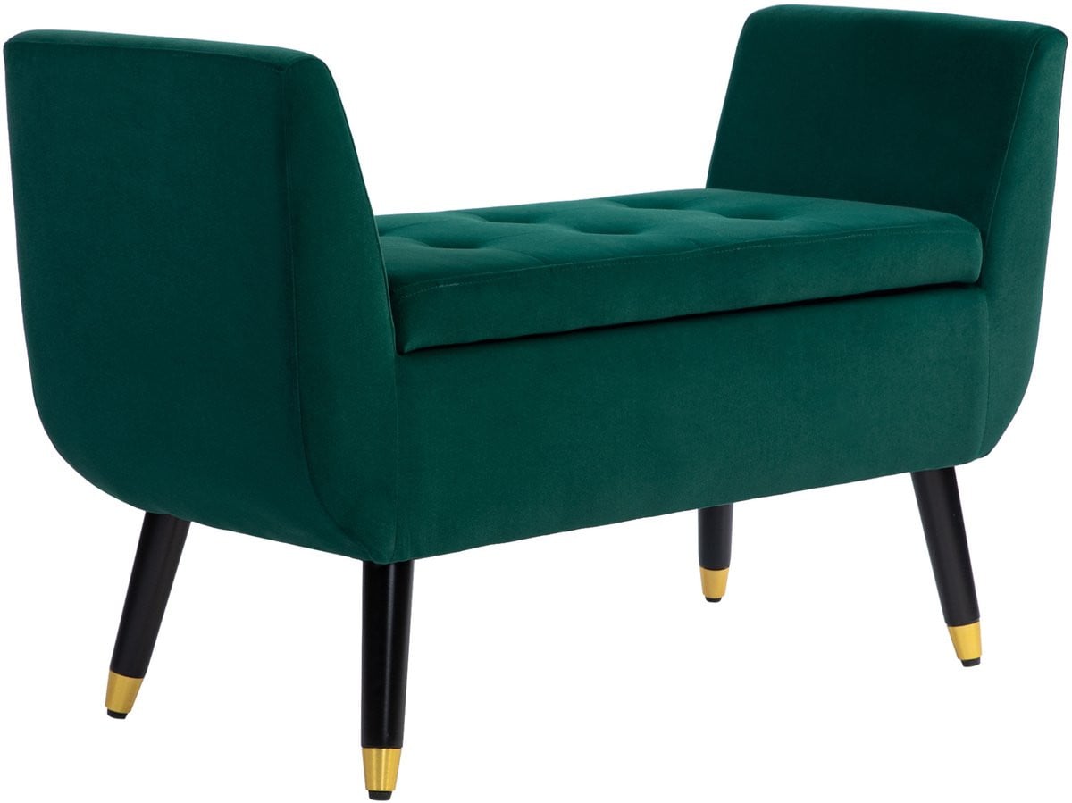 MODFU Zitbank met opbergruimte in groene fluweeloptiek, B/D/H: 107 x 42 x 65 cm