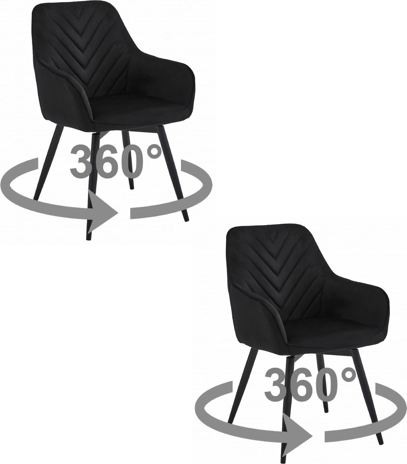 Leobert Chaise Set van 2 - Fluweel - Zwart