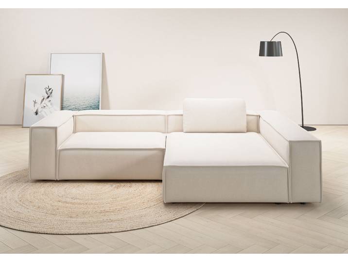 Ecksofa HOME AFFAIRE Watertown, moderne XXL L-Form, 306 cm breit, Japandi Design , beige (nature), B:306cm H:68cm T:191cm, 100% Polyester, Sofas, Ecksofa, Komfortabel mit tiefer Sitzfläche – ideal für grosse Wohnräume