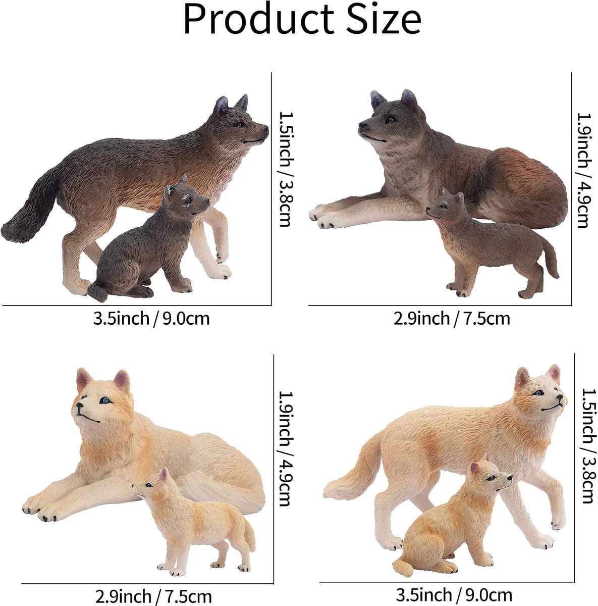 TOYMANY Set van 8 safari dierfiguren van kunststof