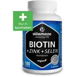BIOTIN 10 mg hochdosiert+Zink+Selen Tabletten 180 St