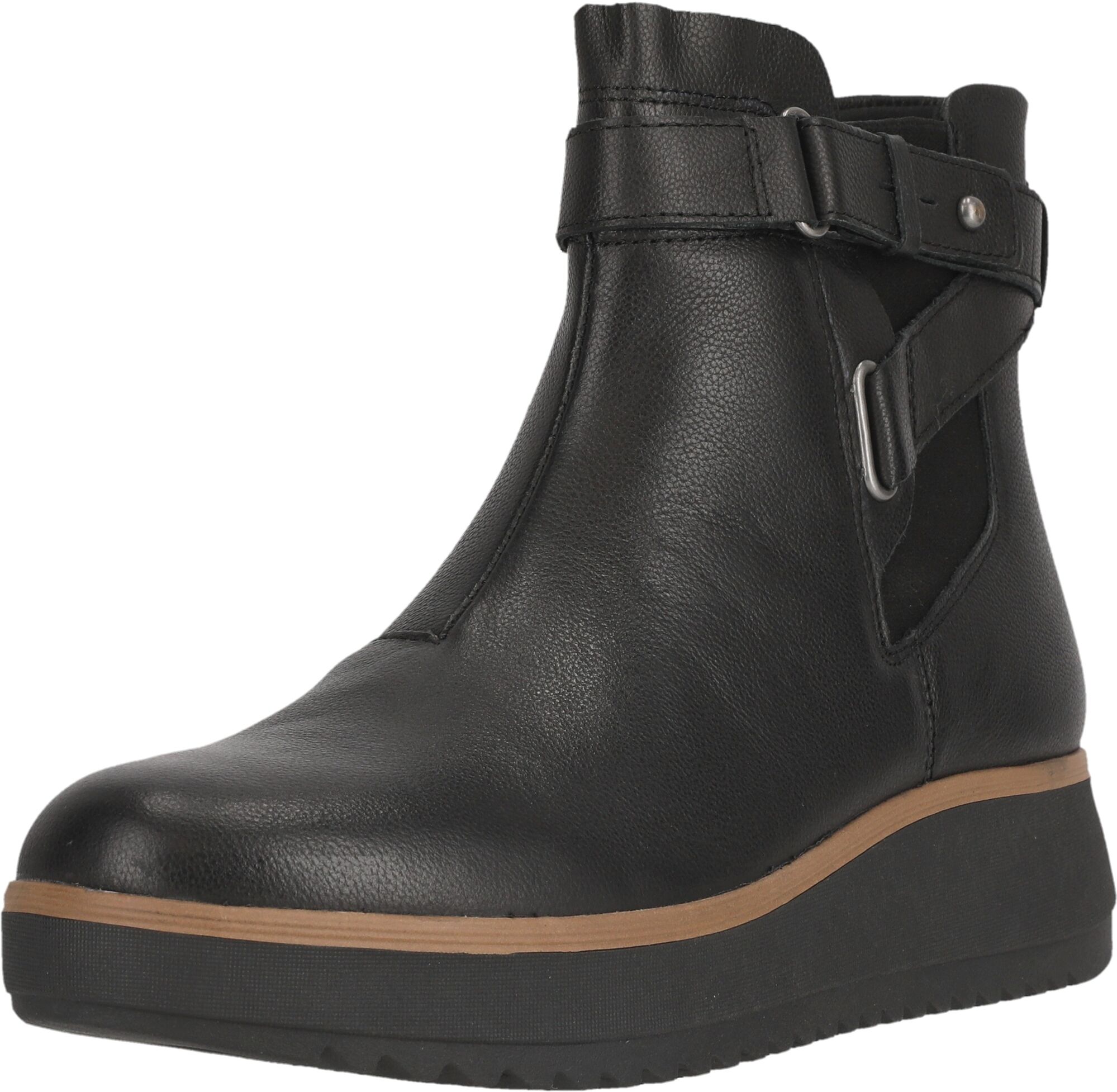 Stiefelette CLARKS "Zylah Faye", Damen, Gr. 36, Kunstfaser, schwarz, Leder, Schuhe Stiefelette, mit cleveren verstellbaren Details