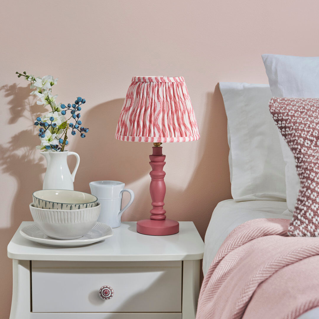 Heritage Hues Bibury Wood Table Lamp Pink 38cm H X 20cm W X 20cm D