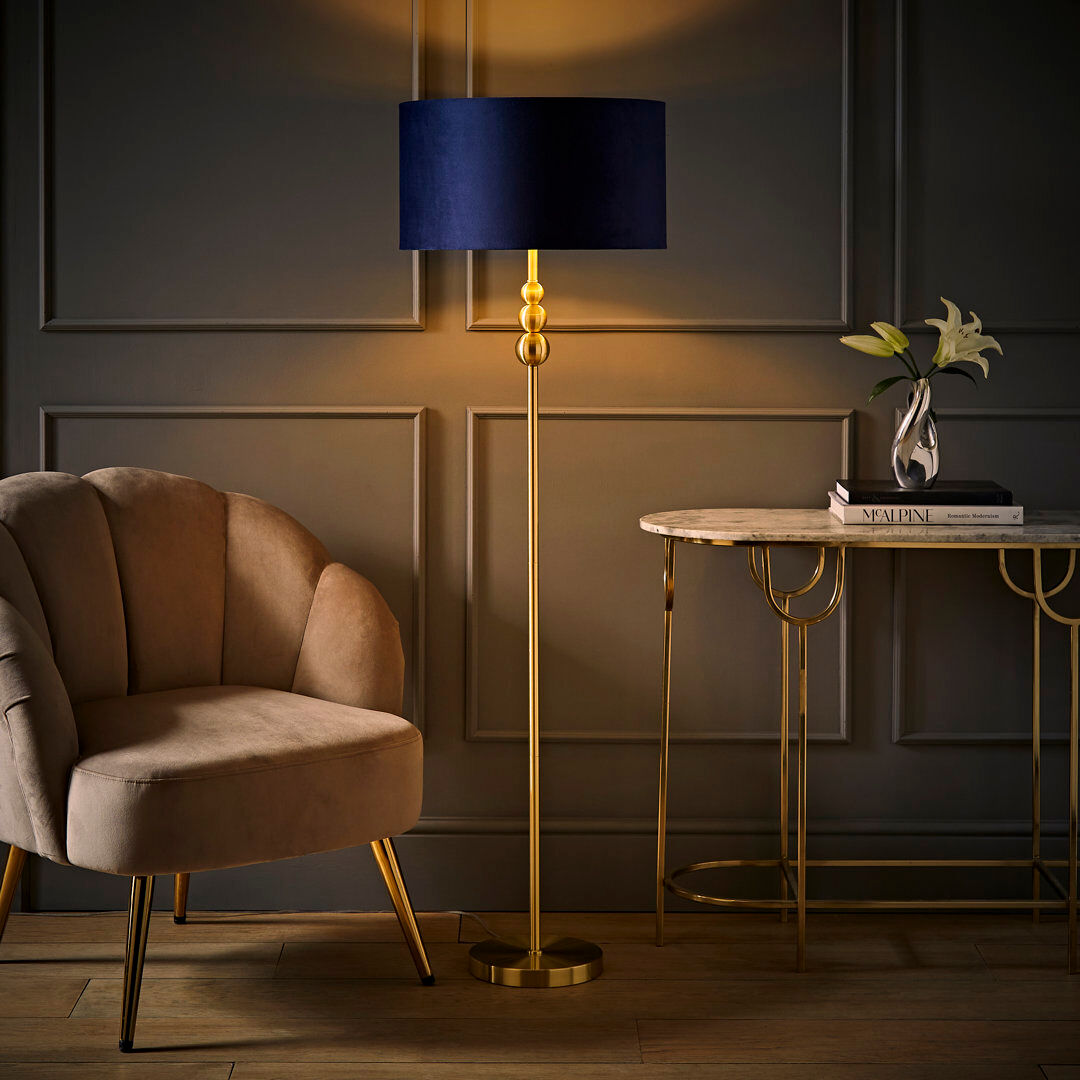 ClassicLiving Aaiza 145cm Traditional Floor Lamp Mirrored/Blue/Gold 145cm H X 45cm W X 45cm D