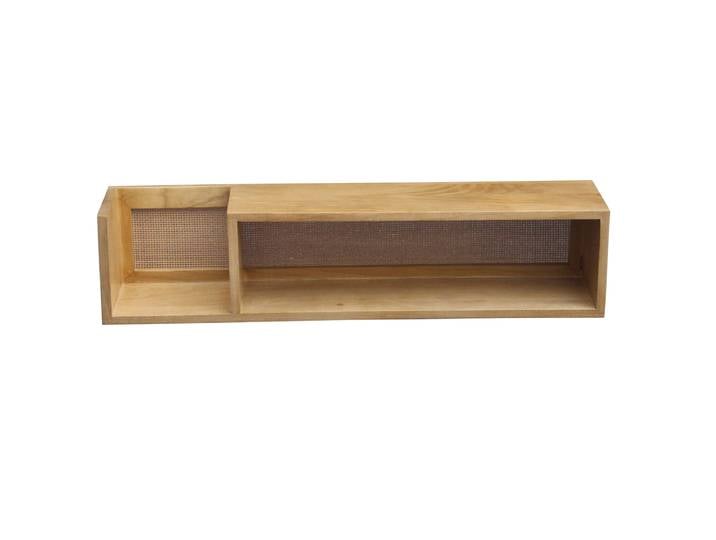 Etagère murale en bois manguier massif et cannage rotin L90 cm ACANGE