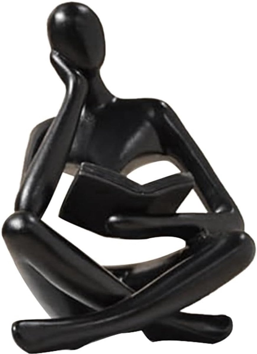 Denker sculptuur - Moderne abstracte hars decoratie voor op tafel - Zwart