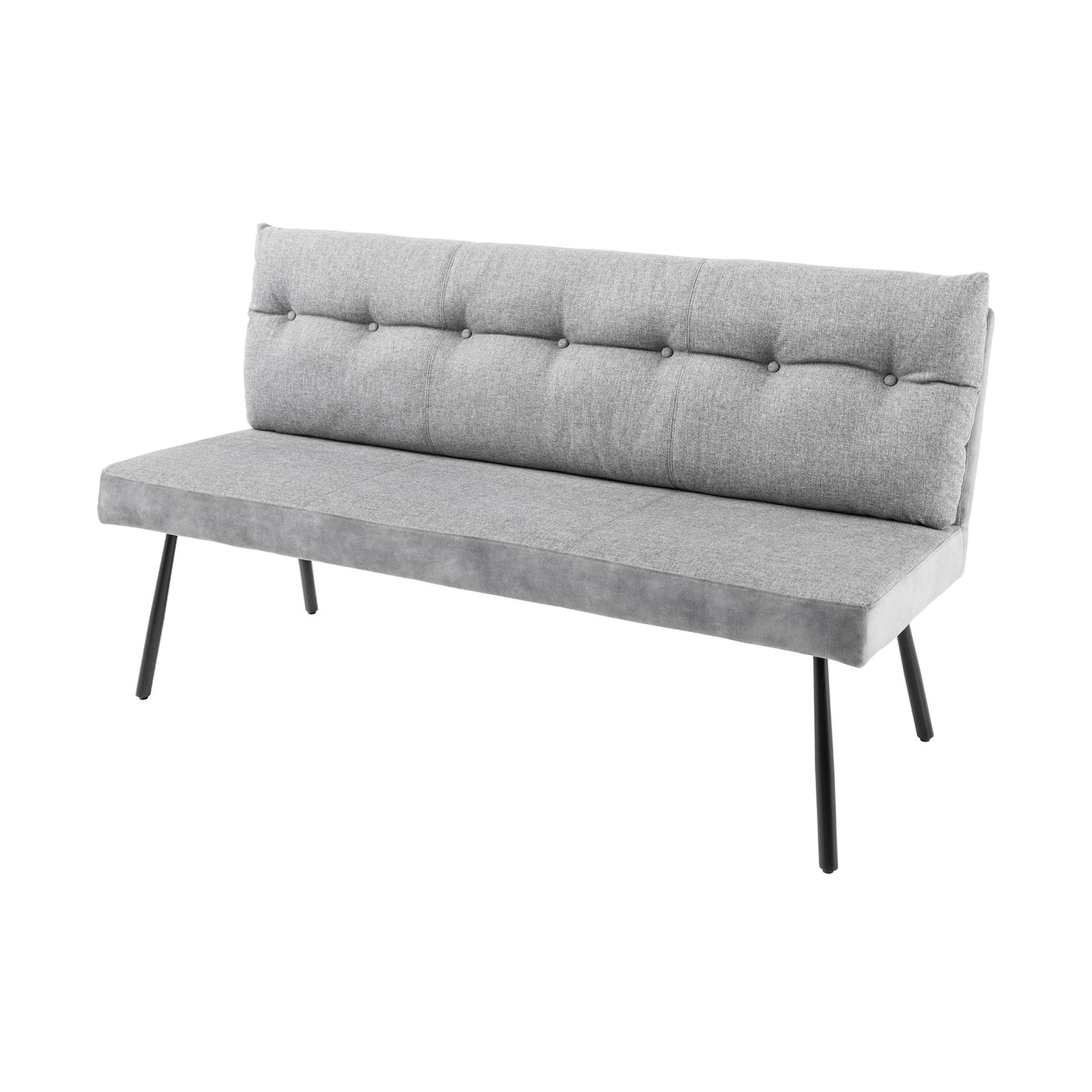 riess-ambiente Sitzbank BIG GEORGE - 160cm grau Samt Strukturstoff schwarz Metall mit Lehne Modern