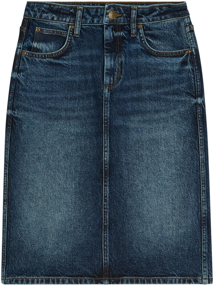 Jeansrock LEE "Lee Jeansrock Midi", Damen, Gr. 27, blau, Obermaterial: 67% Baumwolle CO. 32% Lyocell CLY. 1% Elasthan EL., Röcke Jeansrock blau 27