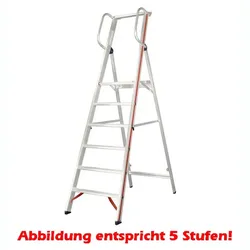 Stufen Stehleiter Hymer 10 Stufen mit Handlauf Plattformabmessung: 440 mm breit, 400 mm lang
