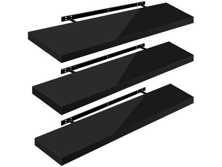 WOLTU 3 x Étagère Murale Tablette Murale Panneau de Bois Étagère Flottante Étagère à Livres 110x22 9x3 8cm Nior RG9483sz-3